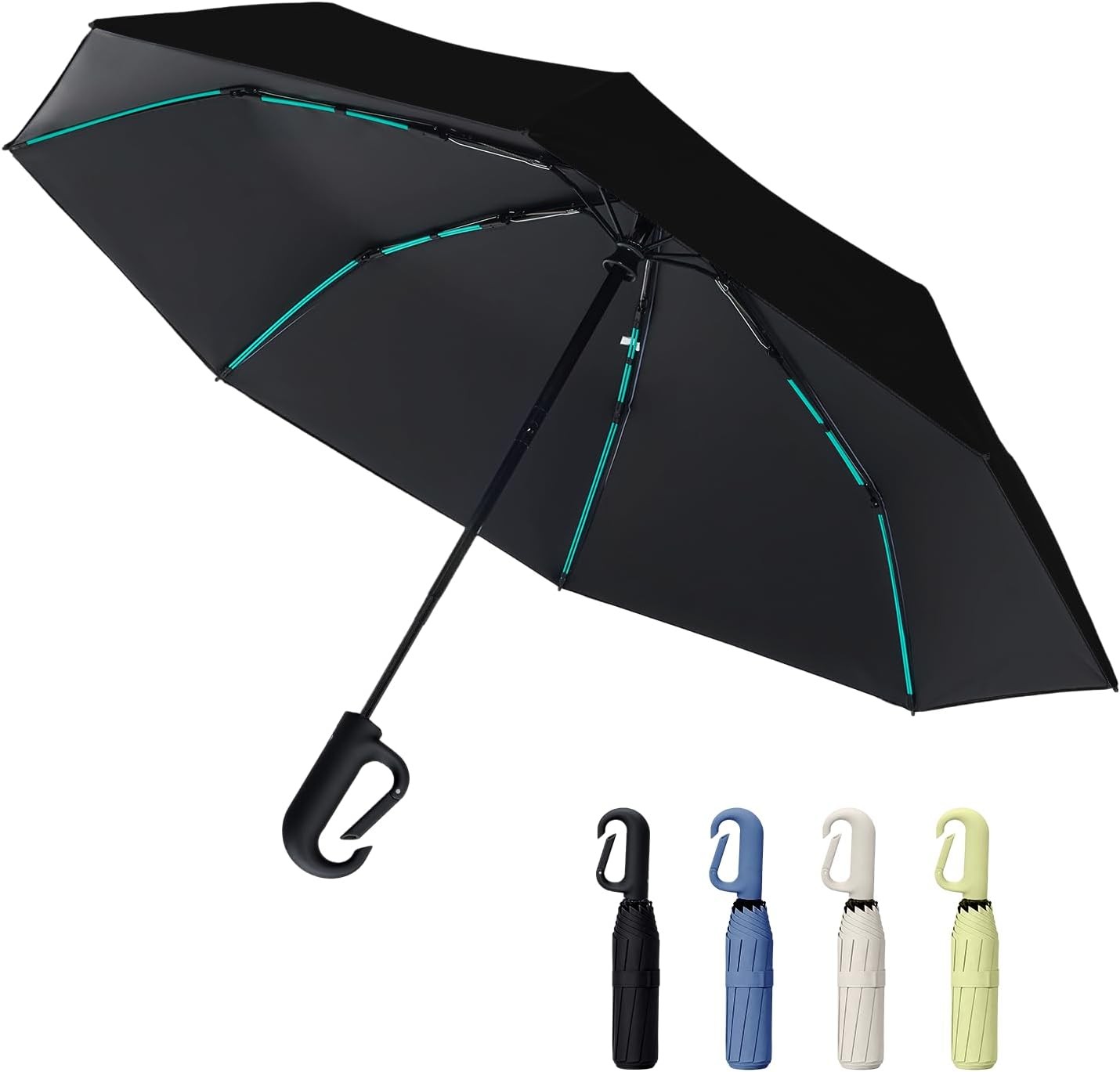 Compact Automatic Folding Travel Umbrella-Windproof Rainproof, PF50+ Sun Protect