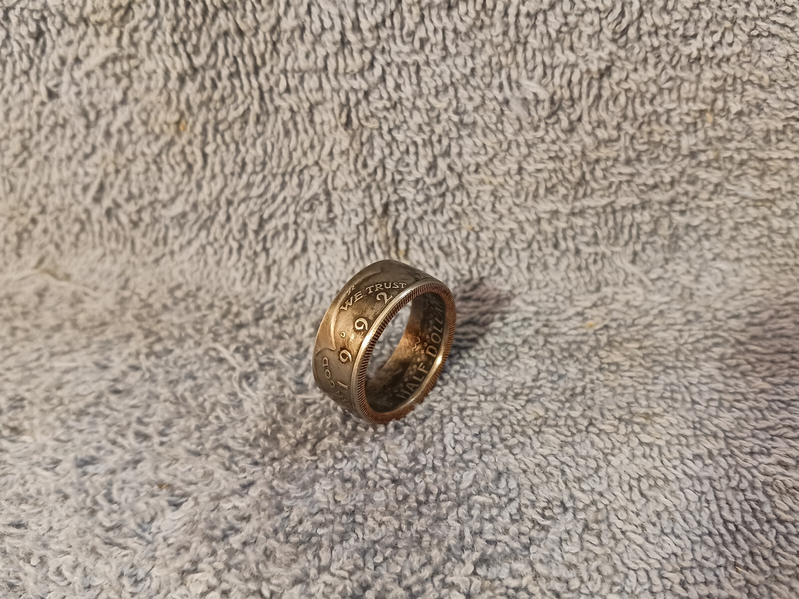 1992 Kennedy Half Dollars  size 11   coin ring  handmade mixed metals (A)