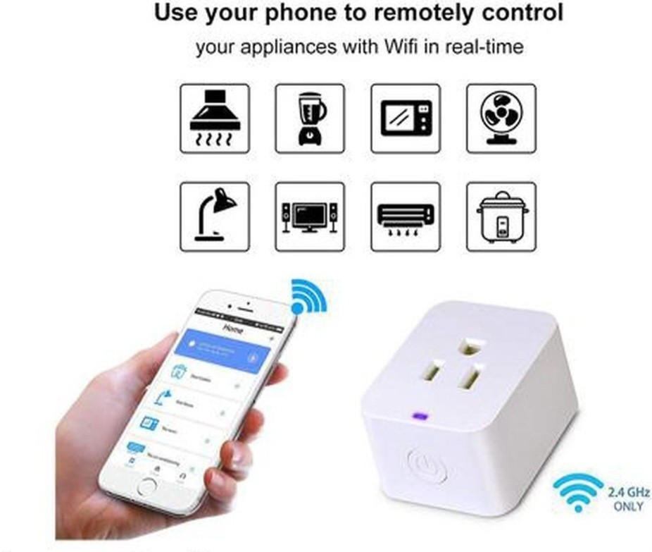 4 PACK Mini Smart 2.4G Wifi Plug Socket Outlet Work Alexa&Google Home Assistant