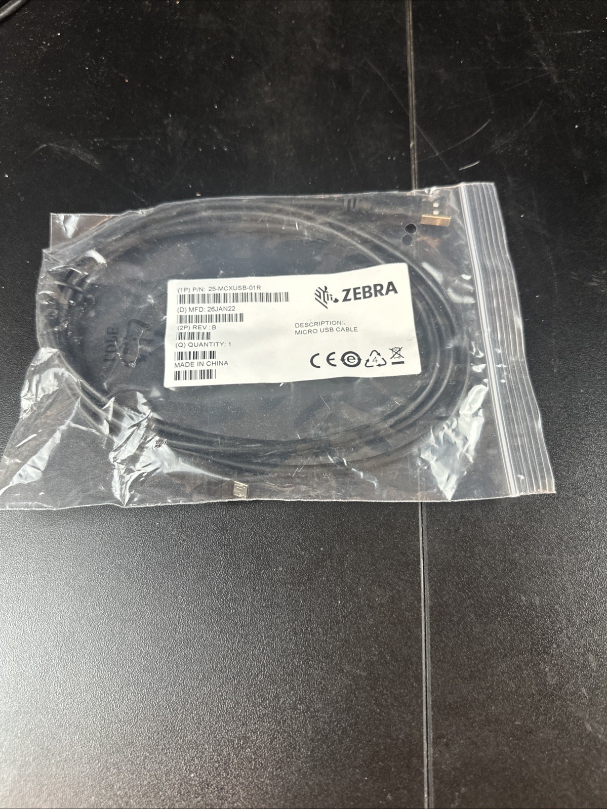 NOS Zebra Micro USB Cable 25-MCXUSB-01R
