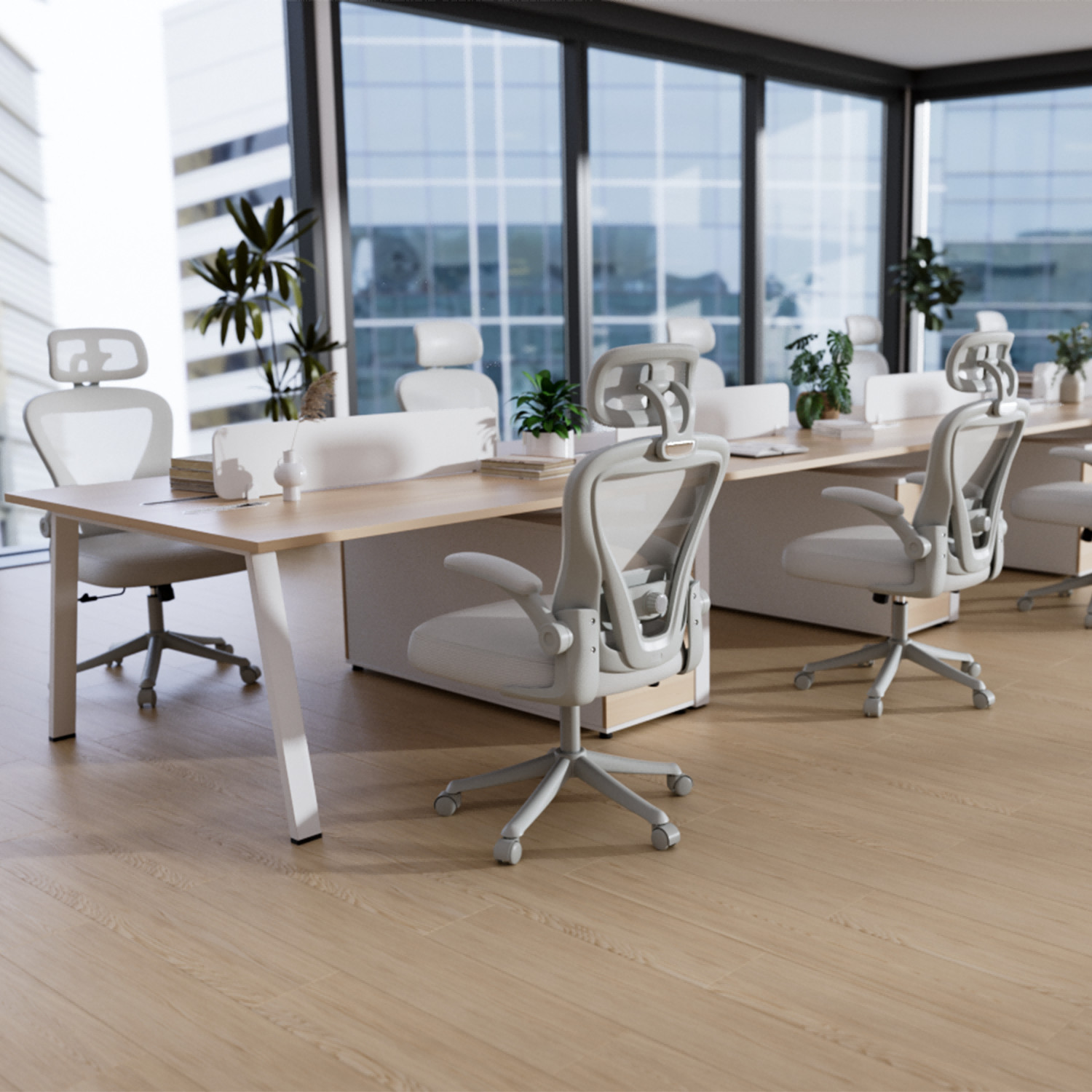 Computer Desk Chair Ergonomic Office Chair with Wheels Flip-Up Armrests Gray