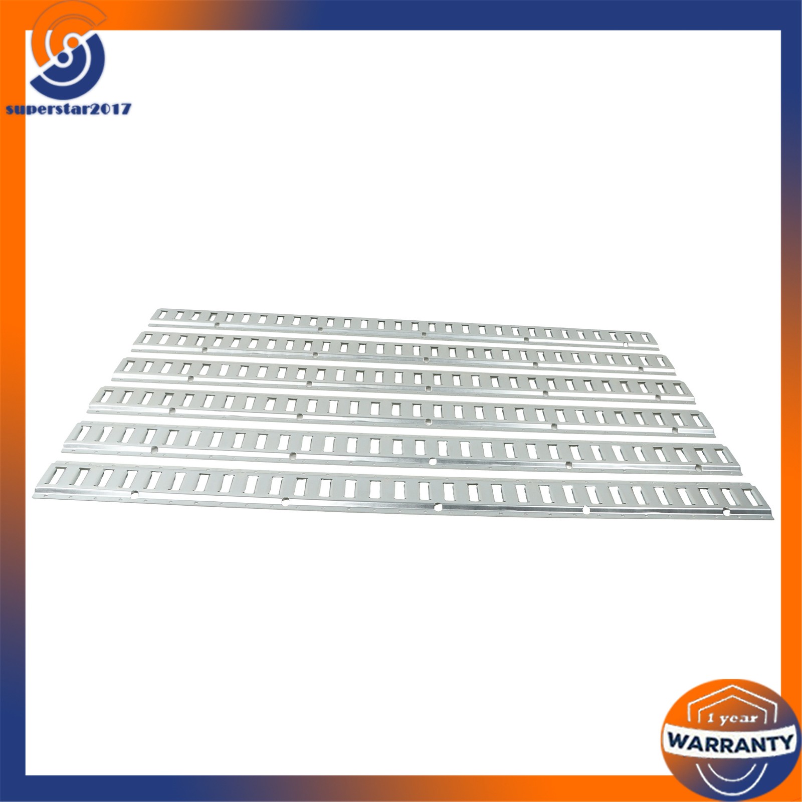 12PCS E-Track Tie-Down Rail Kit 6x 5ft Silver Galvanized Rails 6 O-Ring Anchors