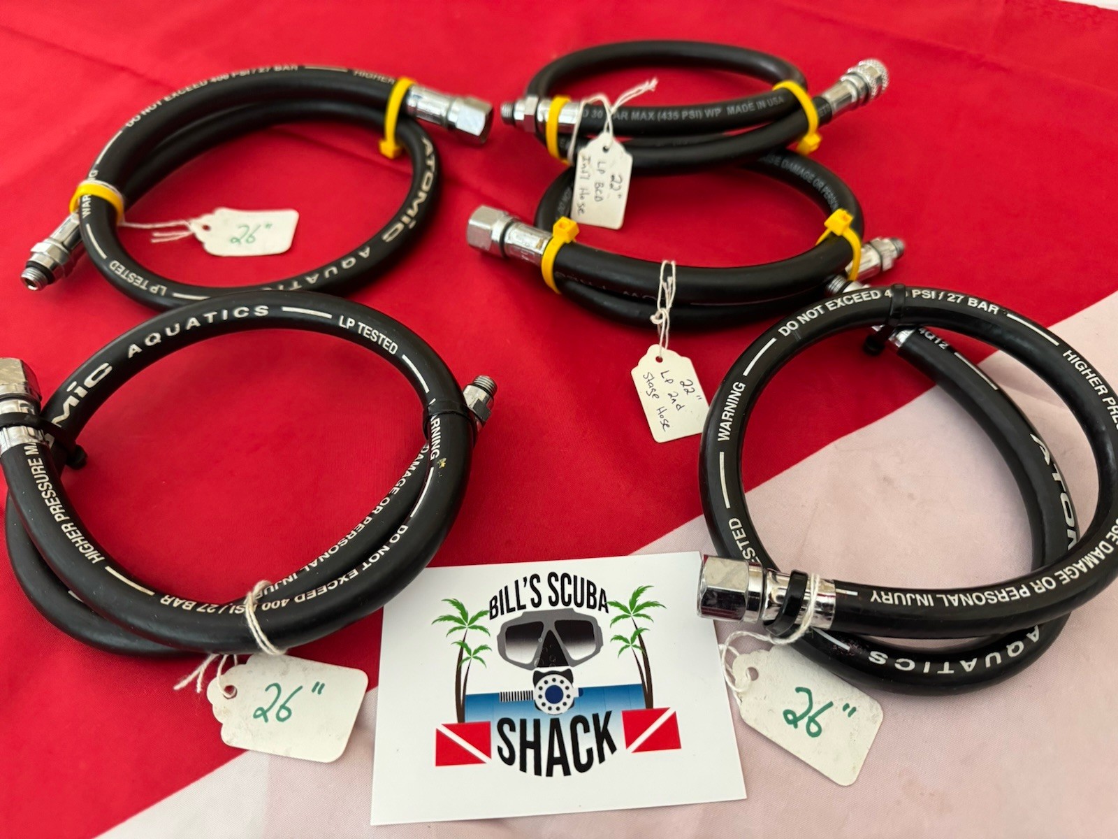 ATOMIC SCUBA  26” HOSES FOR REGULATOR AND ONE BCD SOLD SEPARATELY!
