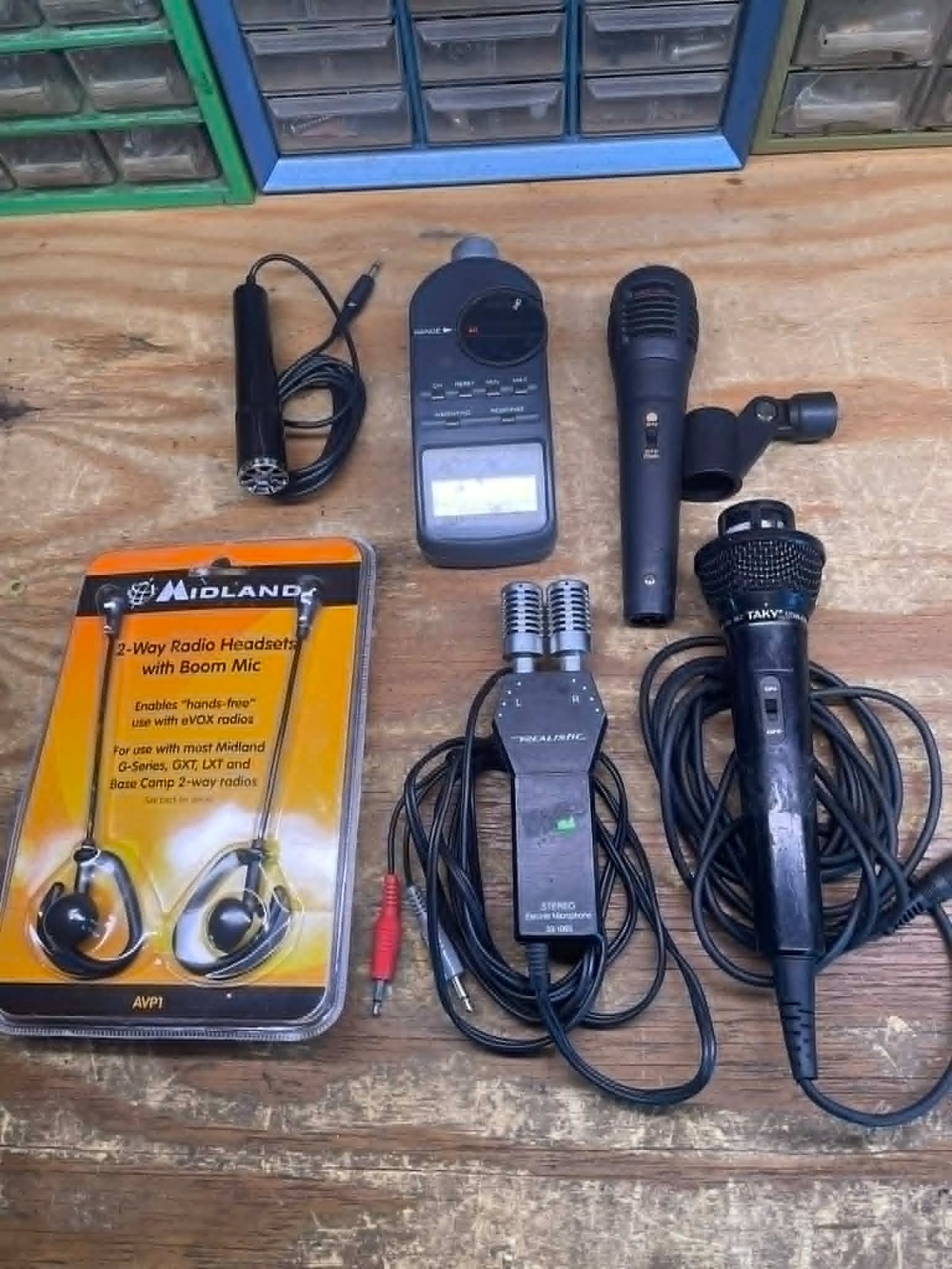 Vintage Lot Of Microphones Midland, Realistic, Japan mic, Sound Meter MAKE OFFER