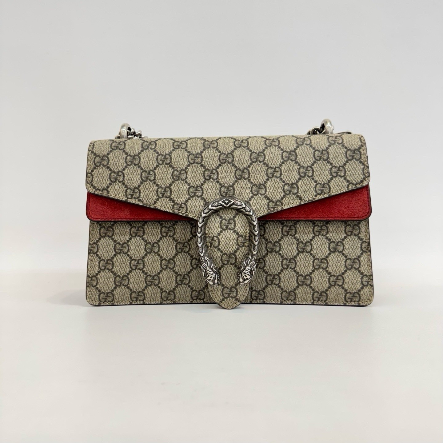 Gucci Dionysus Monogram Red Mini Chain Shoulder Bag