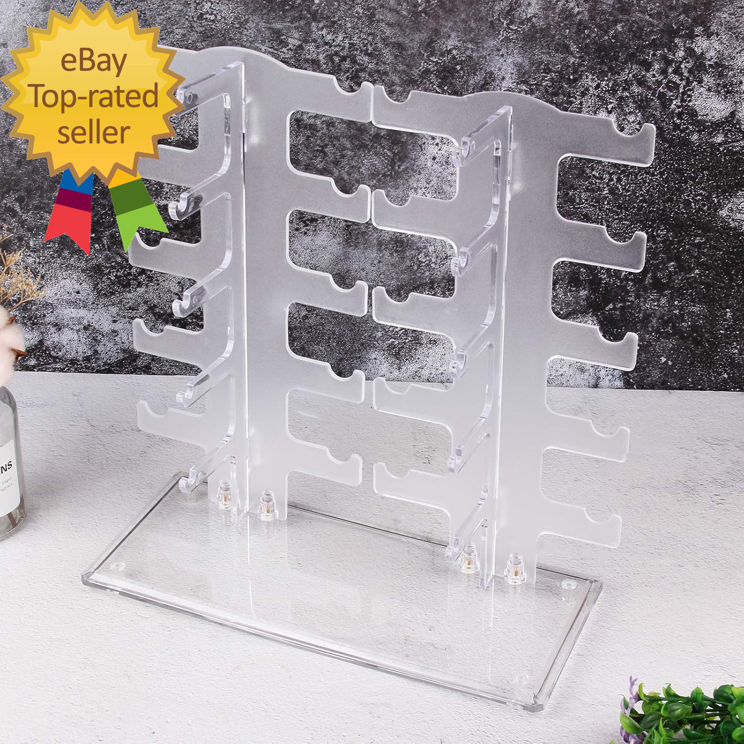 2 Row Sunglasses Rack Holder Glasses Display Stand Transparent