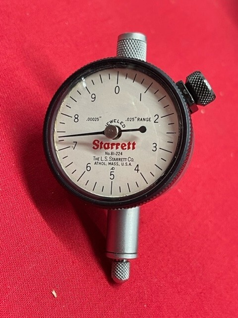 Starrett 81-224J Dial Indicator 0-.025" Range, 0-10 Balanced Dial  IN STOCK