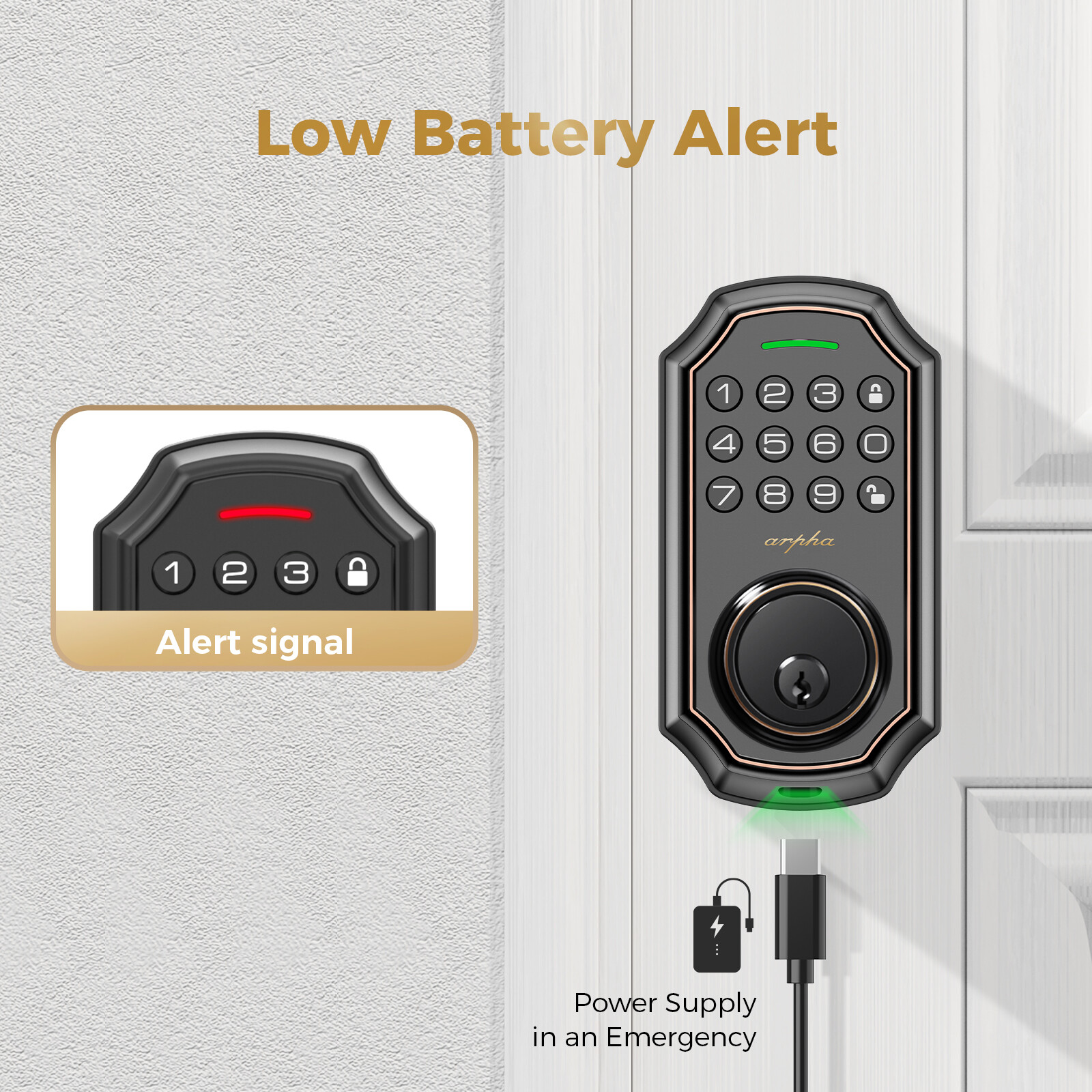 ARPHA Smart Door Lock 100Code AntiPeeping Password Keypad Deadbolt Keyless Entry