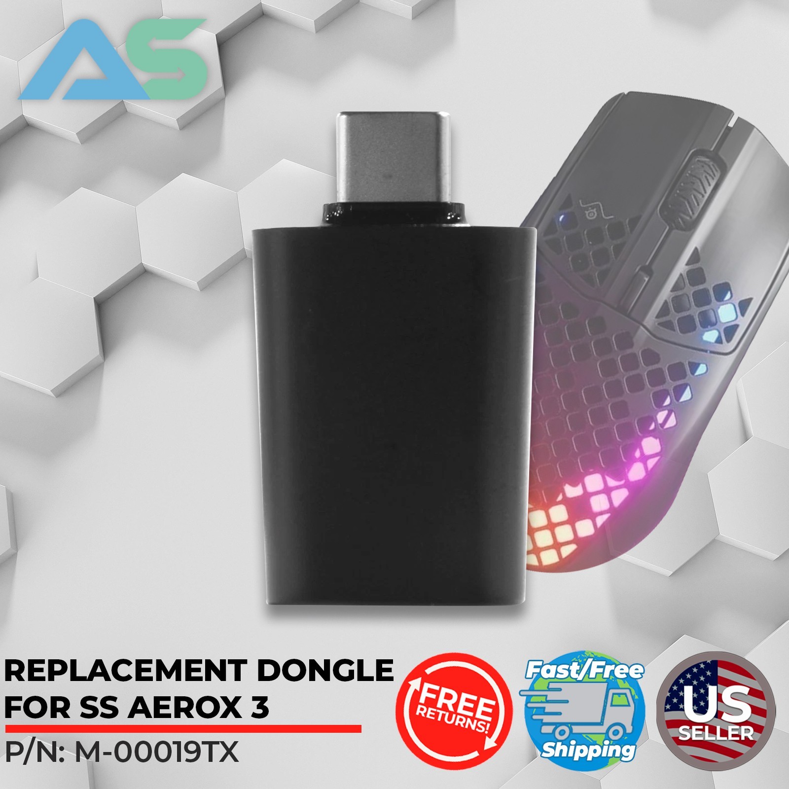 Genuine OEM SteelSeries USB Type C Dongle MPN: M-00019TX for SteelSeries Aerox 3