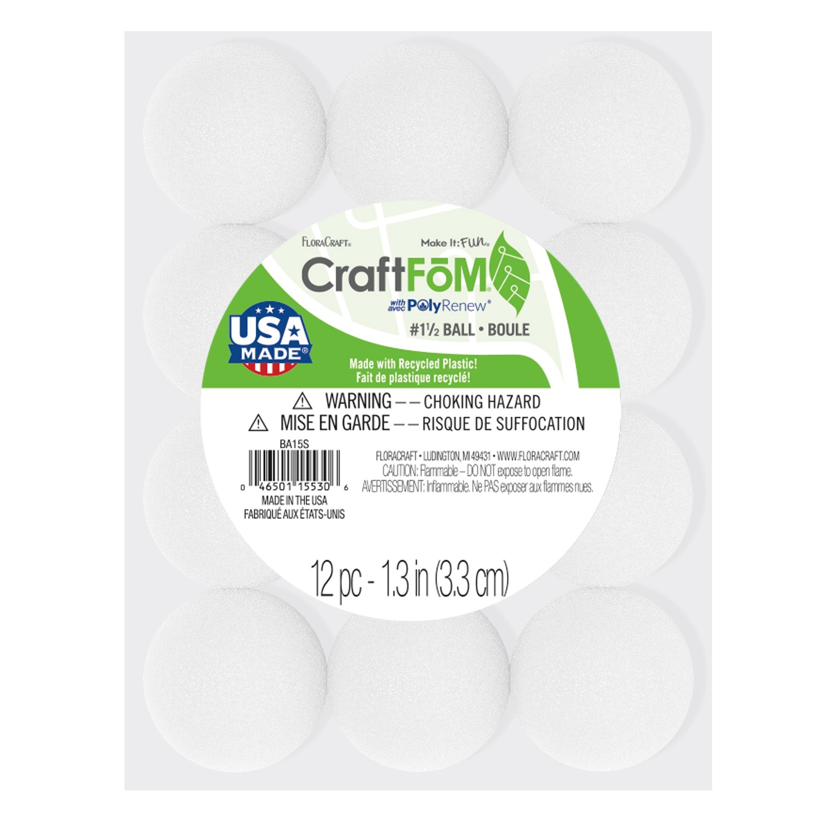 FloraCraft CraftFoM Ball 12/Pkg-1.3"