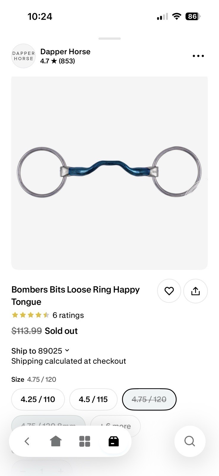 Bomber Bit Loose Ring Happy Tongue 4.75”