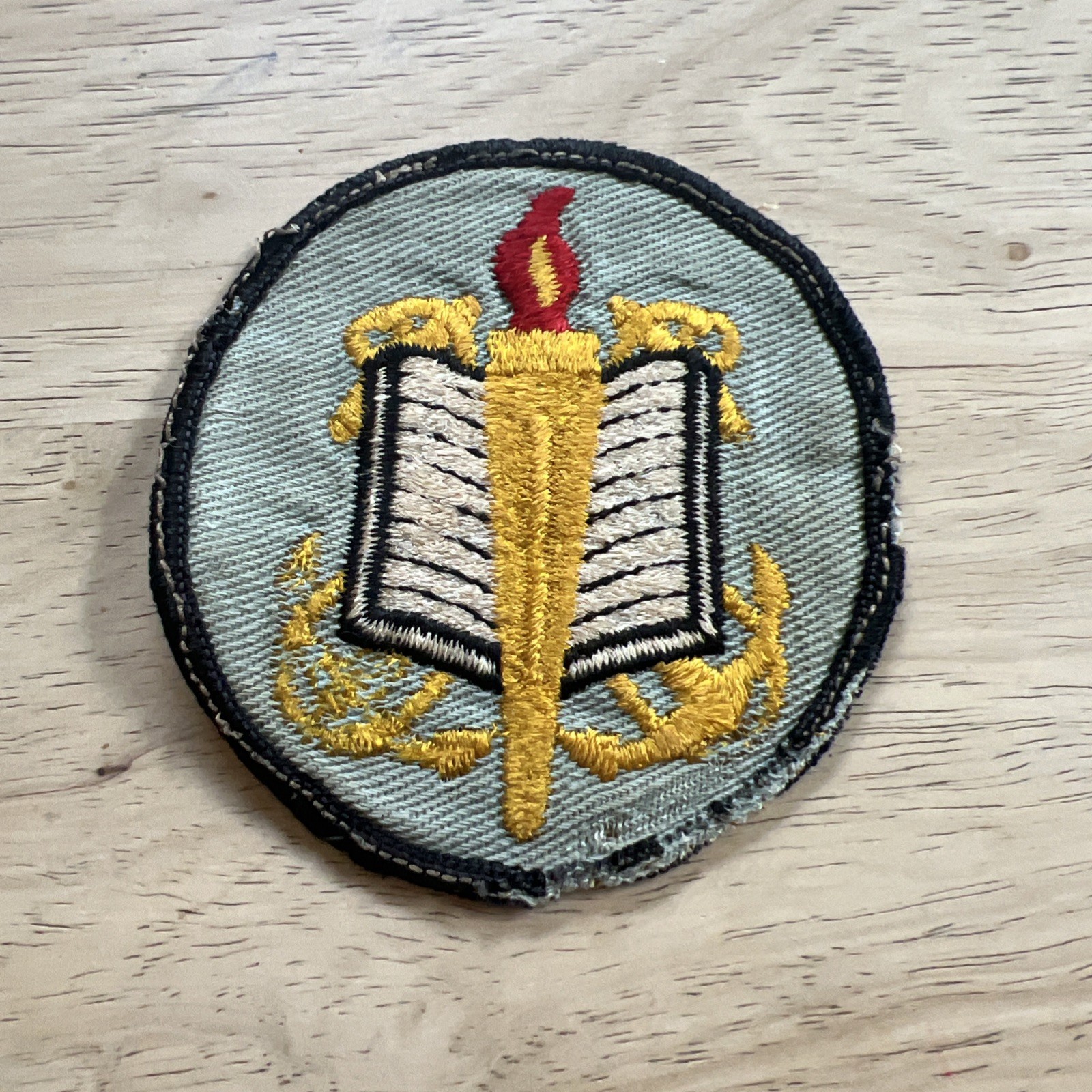 U.S. VTG Navy Or Coast Guard Flaming Touch With Anchors And Open Book Patch Rare