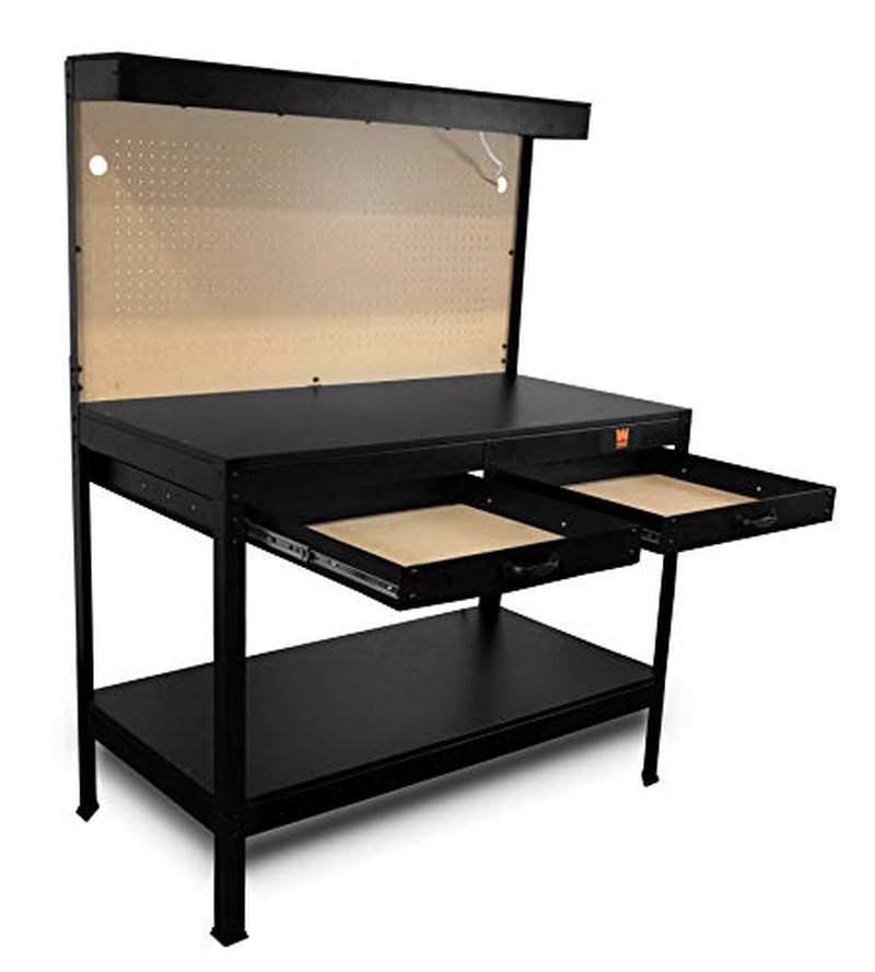 Workbench Table Storage Tool Organizer with Power Outlets and Light Garage 48 In