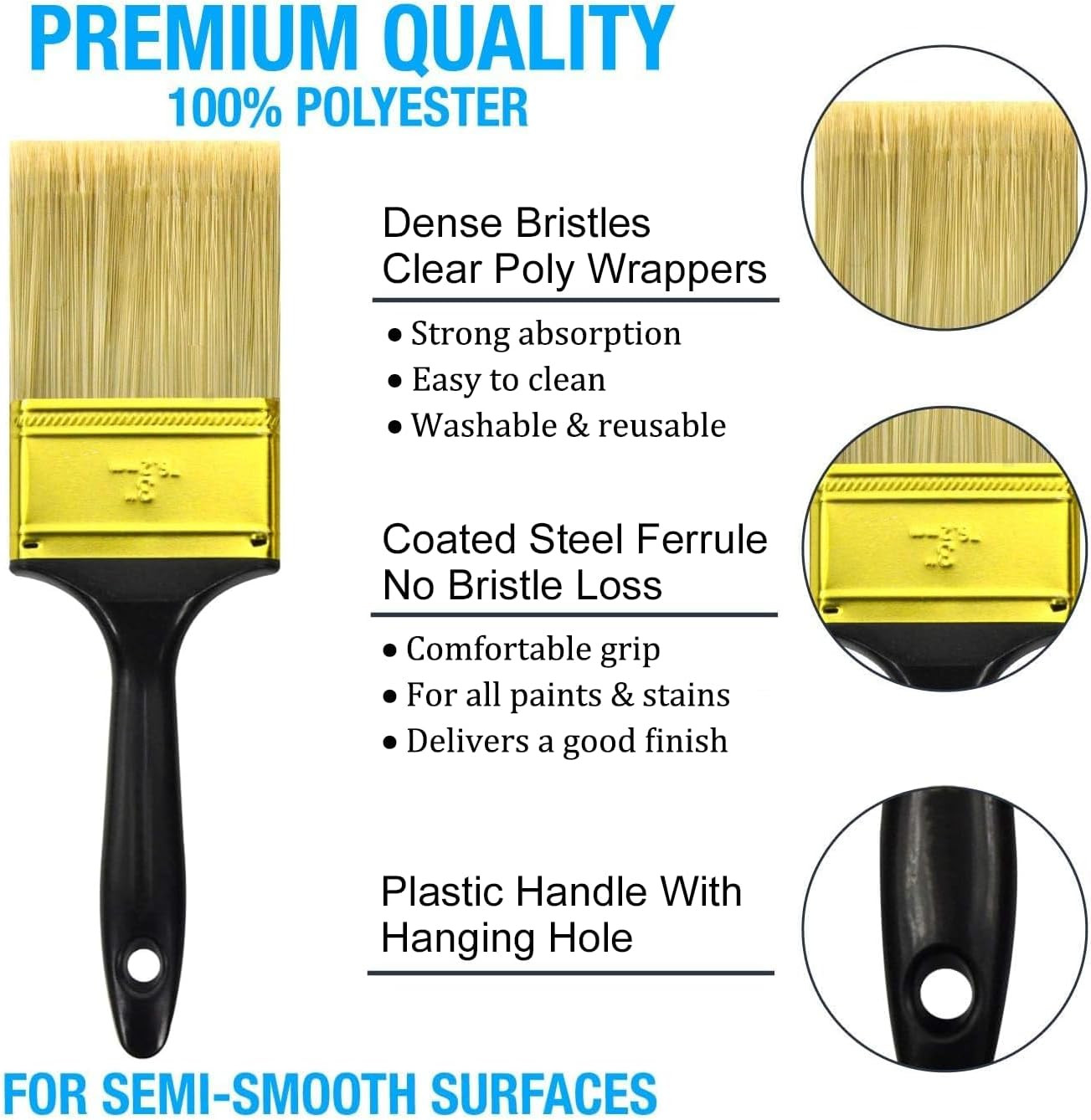 Great Paint Brushes5 PCS Paint Brush Pack Multi Use Flat Paint Brus