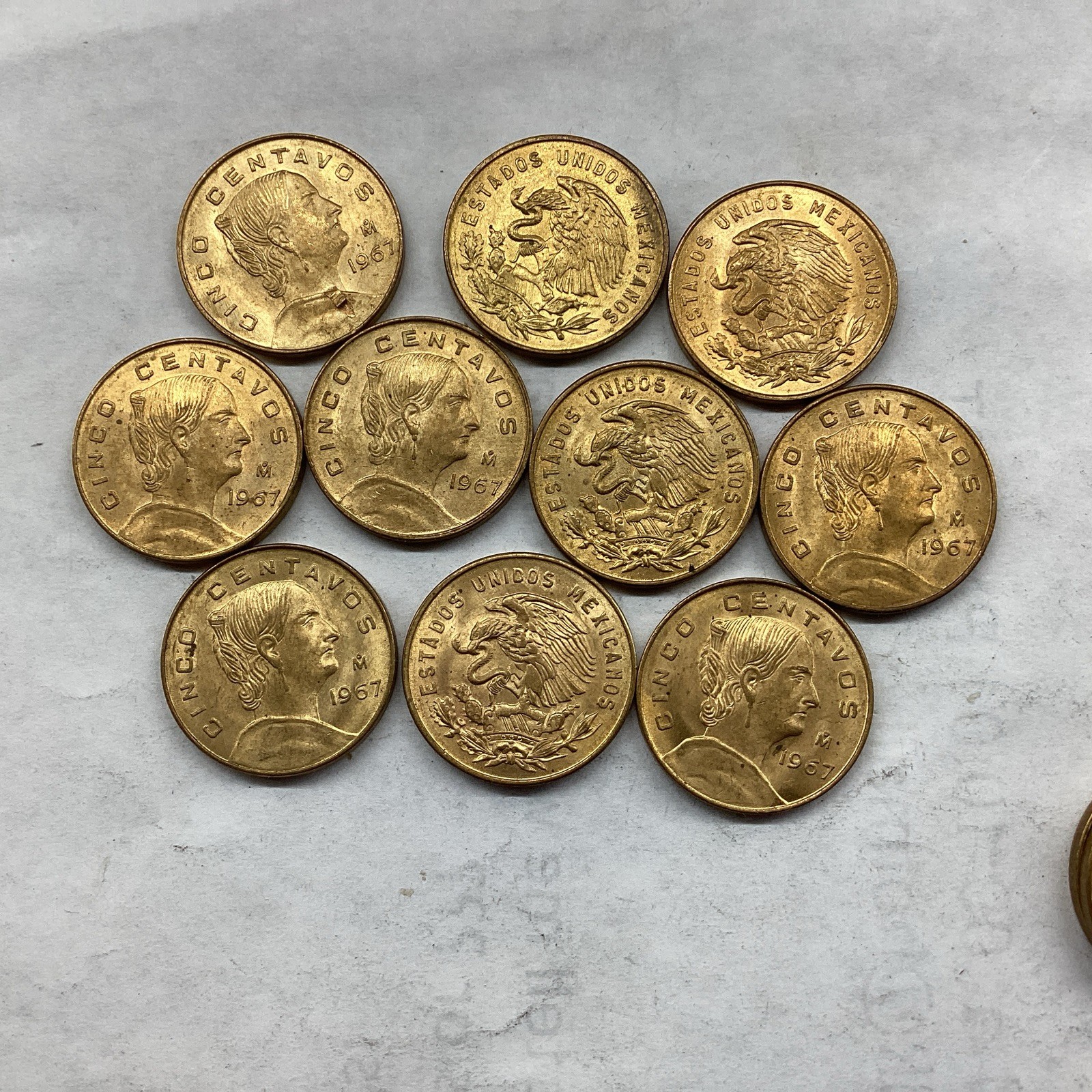1967 Mexico 5 Five Centavos - Uncirculated (10 Coins)