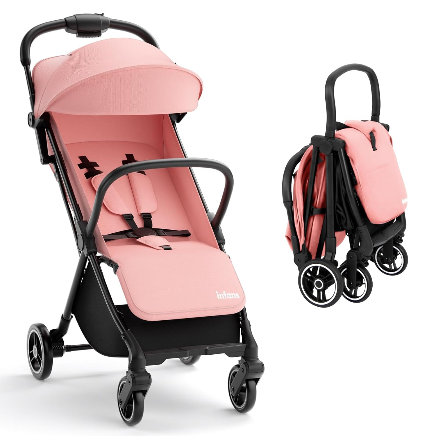 Ultra-Compact Fold Airplane Ready Travel Stroller, One-Hand Gravity Fold near Fl