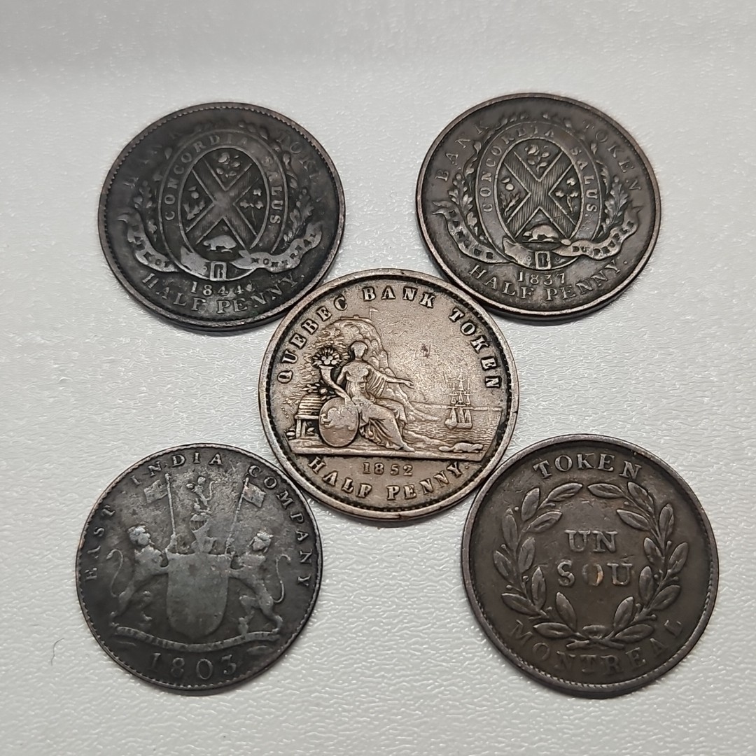 Canada Bank of Montreal Tokens Early 19th-century X5