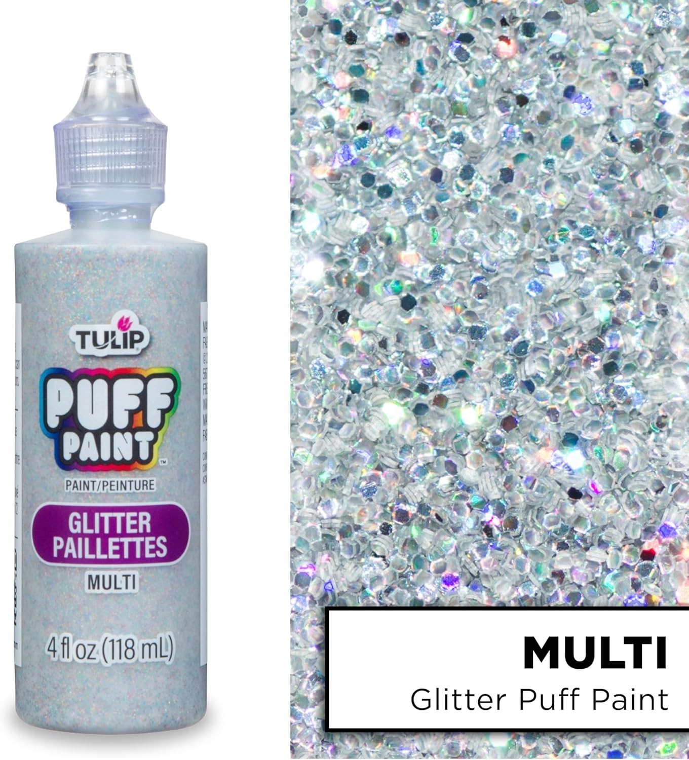 Vibrant Glitter Multi Dimensional Fabric Paint - 4 Fl Oz, No Mess, Permanent