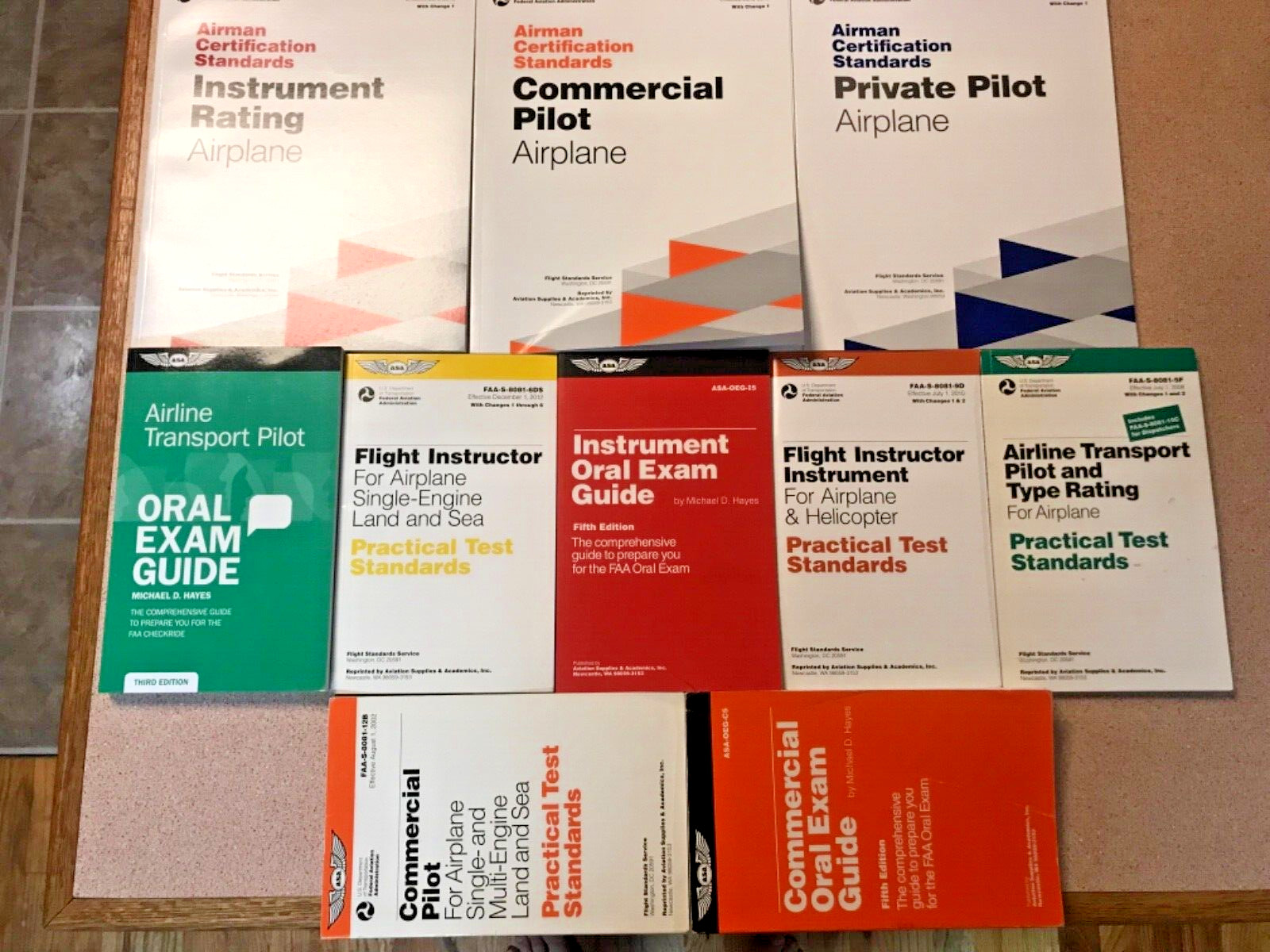 Set Of 10 ASA Oral Exam Guide, Practical Test Standards, Airman Certification St