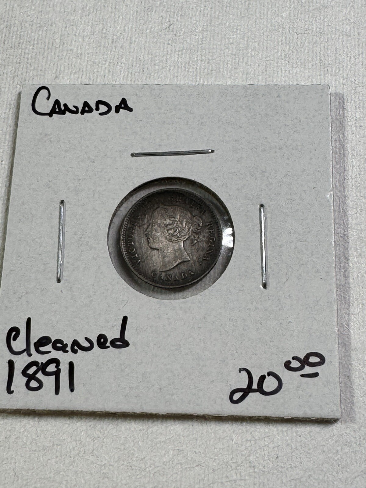 1891 Canada 5 Cents Small Silver Coin Cleaned