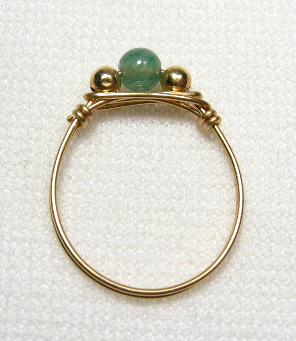 Handtied Wire Gemstone Rings Gold Size 7.5