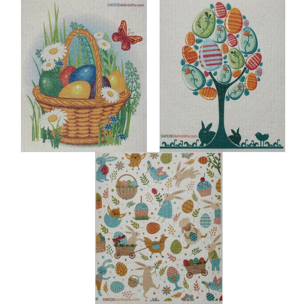 Mixed Easter Set of 3 cloths Swedish Dishcloths (one of each design) | ECO Frien