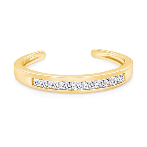 Adjustable Band Toe Ring Round Cut Simulated Birthstone 10k Solid Yellow Gold