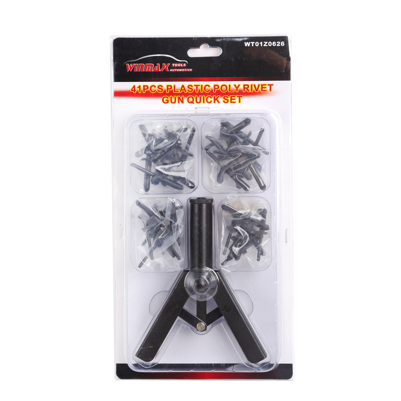 41 Pc Assorted Plastic Riveter Rivet Gun Quick Set Hand Tool W/ 40 Poly Rivets