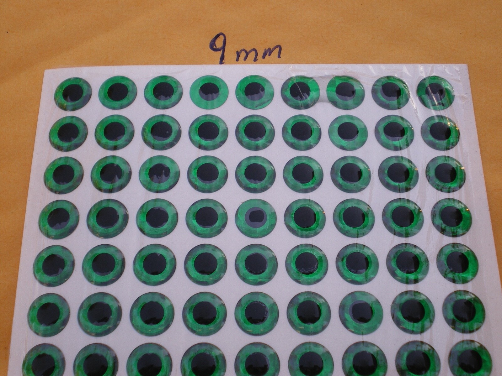 216 PCS. 3D. 9MM GREEN HOLOGRAPHIC FISHING LURE EYES/FLY TYING JIGS/CRAFT DOLLS