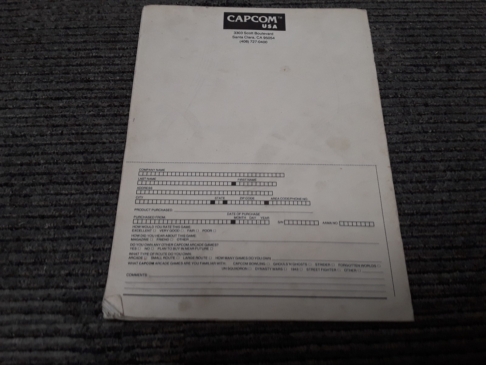 Final Fight by Capcom Video Arcade Game Kit Instruction Manual