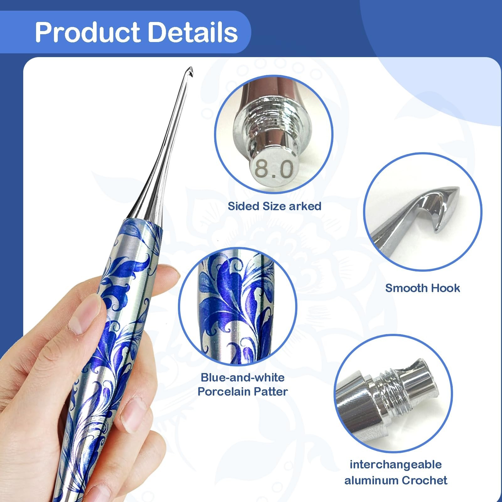 34 in 1 Interchangeable Crochet Hook Set - 3mm-8mm Ergonomic Crochet Hooks Se...