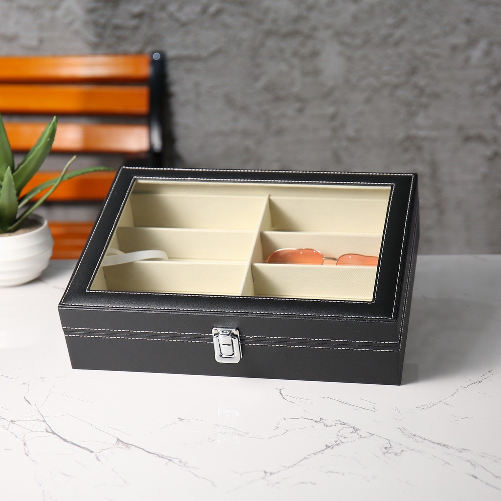 Artificial Leather Watch Box Multi Storage for Eyeglasses Watches Jewelry