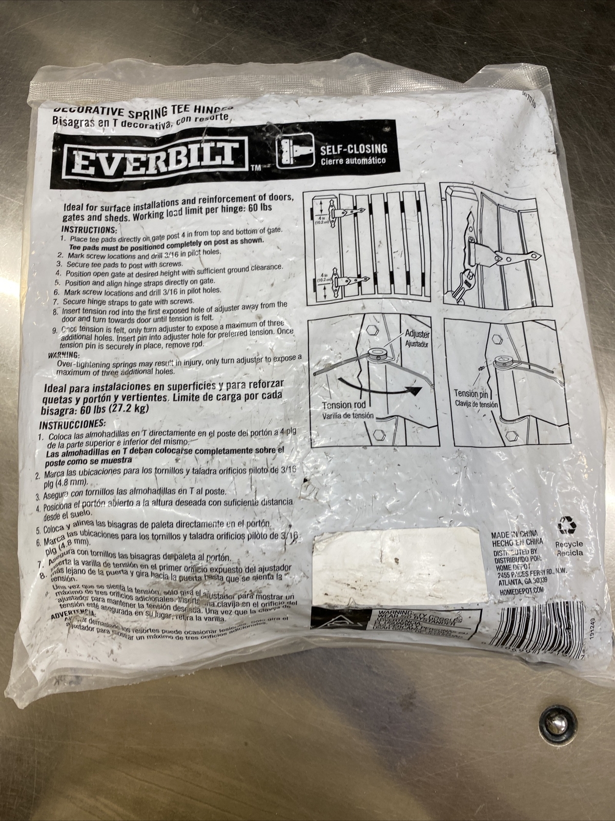 everbilt self closing decorative spring tee hinges 8in Black Finish