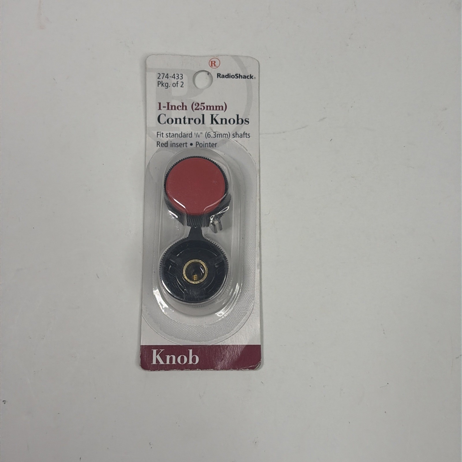 Radioshack Control Knobs, Red Insert, 1" with Pointer. Part # 274-433, NIB