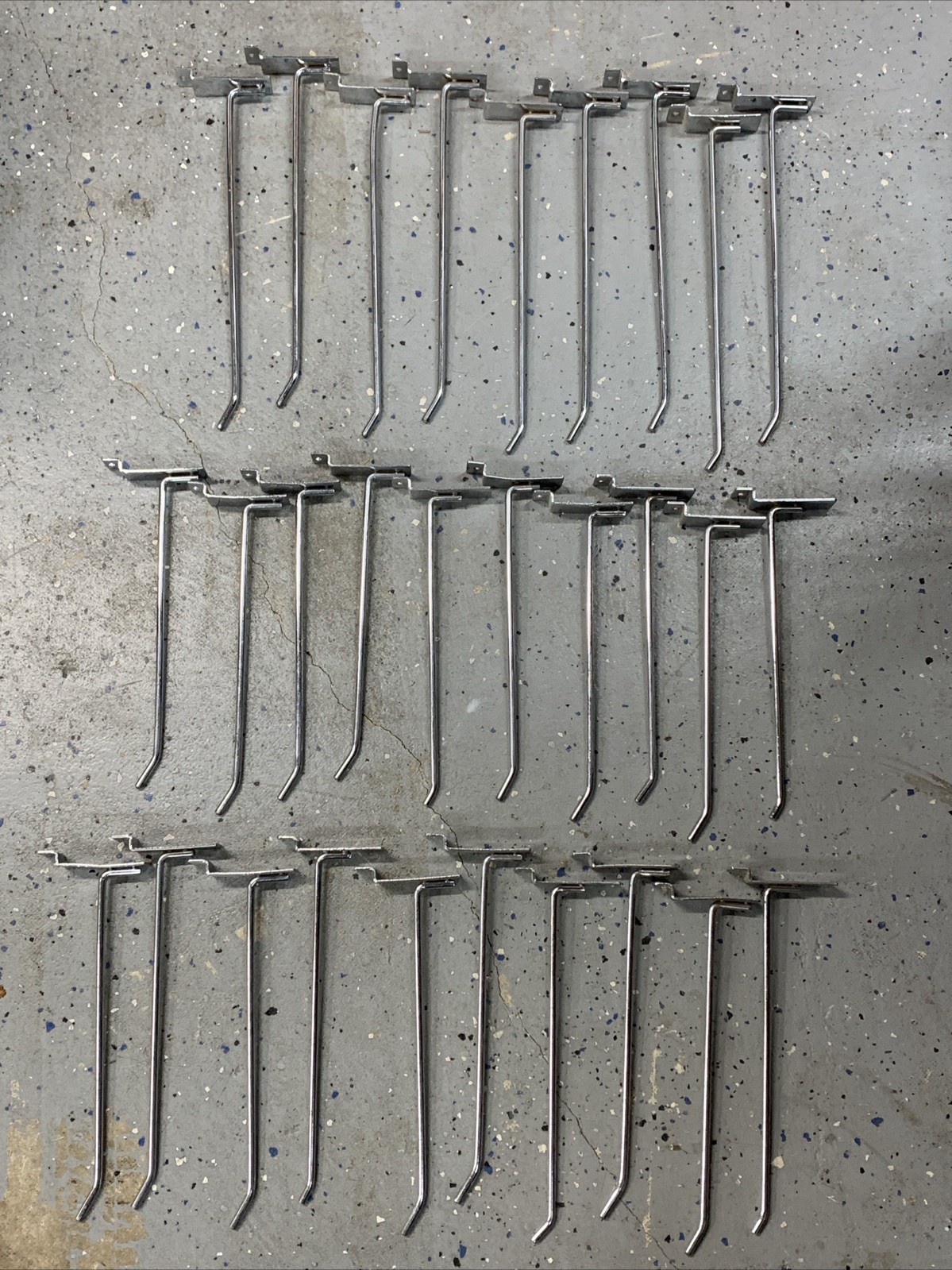 Slatwall Hook Bundle - 29 Pcs chrome  slat hooks (12” X 9) & (10” X 20)
