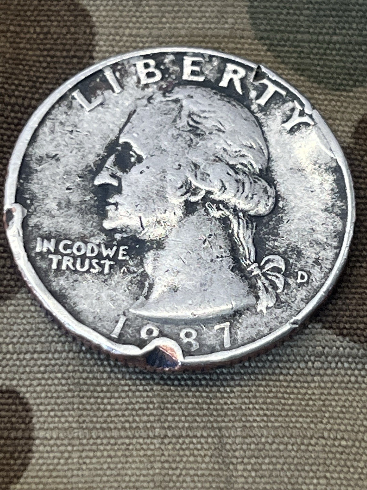 1987 D Washington Quarter 25c, Mint Errors, Deformed, Unique, Rare, Collectible