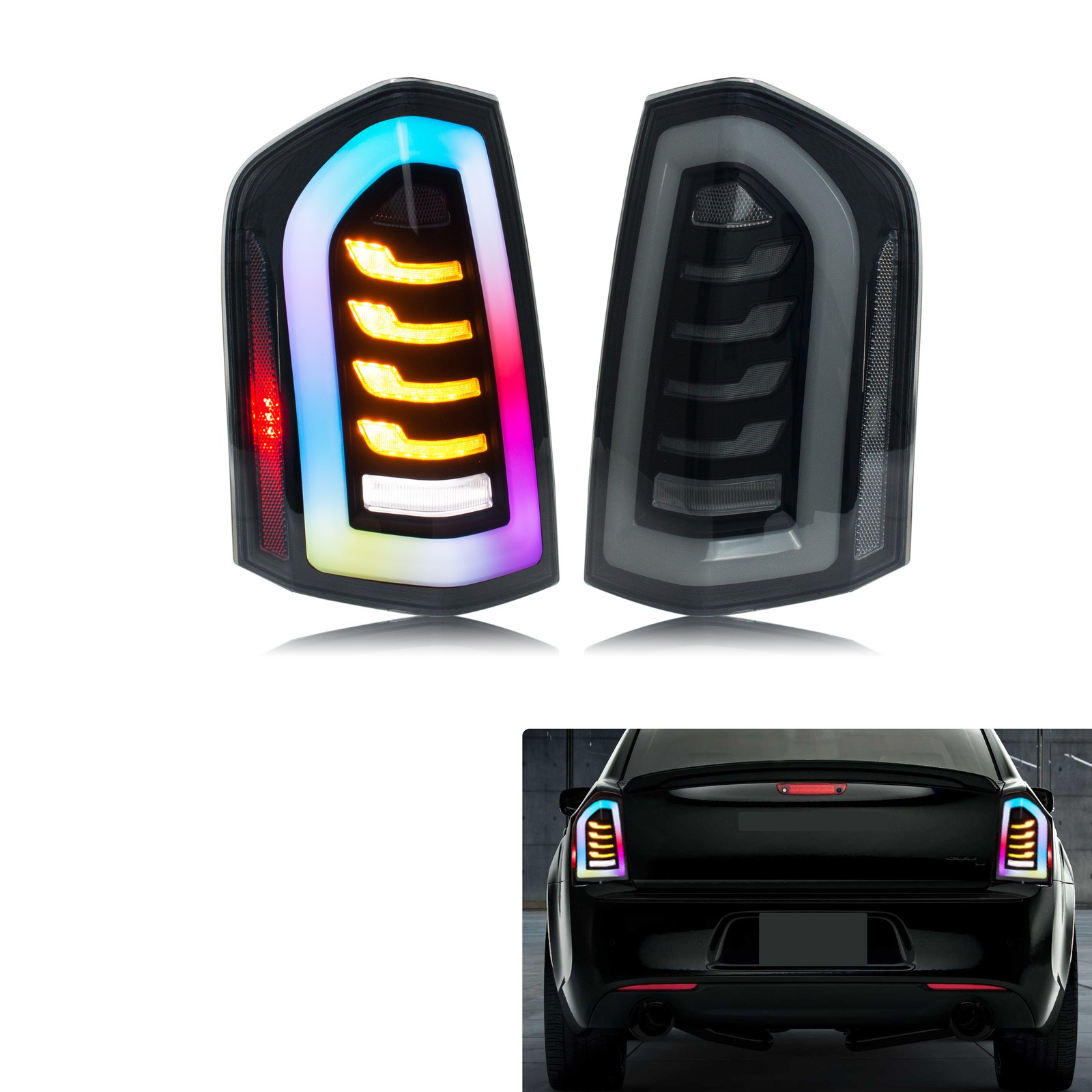 LED RGB Tail Lights for Chrysler 300 300C 300S 2011-2014 Rear Lamps Assembly