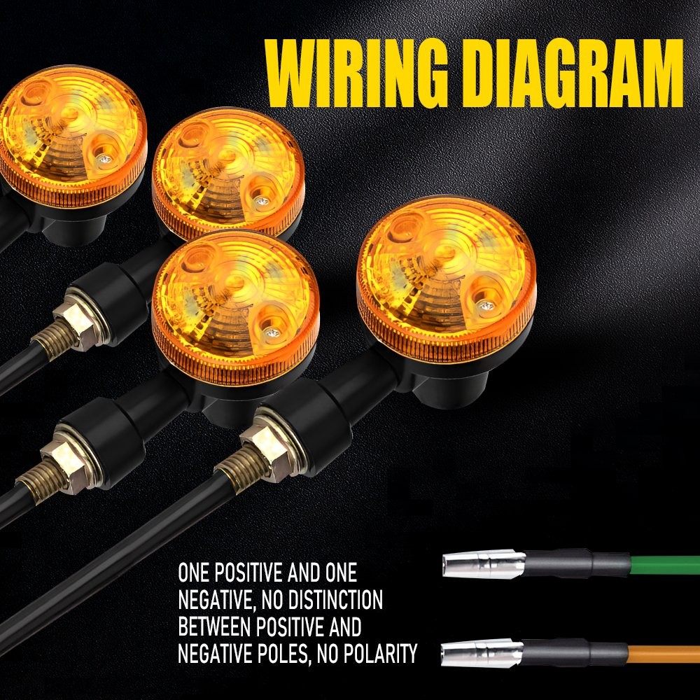 4X Universal Amber LED Turn Motorcycle Signals Round Light Tail Indicator Light