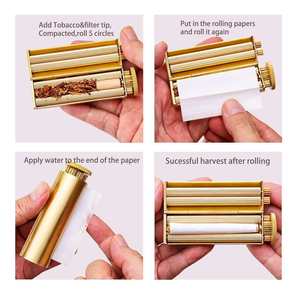 Cigarette Rolling Machine Gold Brass Manual Practical Roller Gift For Family