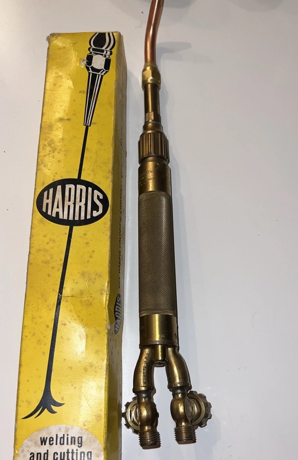 Vintage Harris 18-2 F Gas Welding Torch Handle Assembly with Original Box