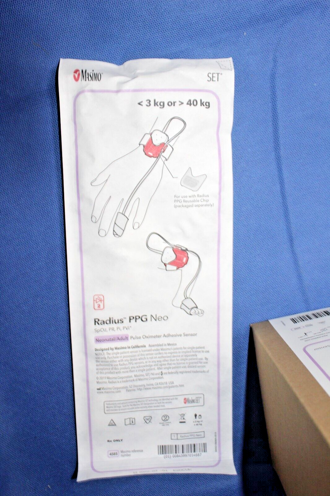 MASIMO 4085 RADIUS PPG NEO ADH SENSOR, 20/BOX