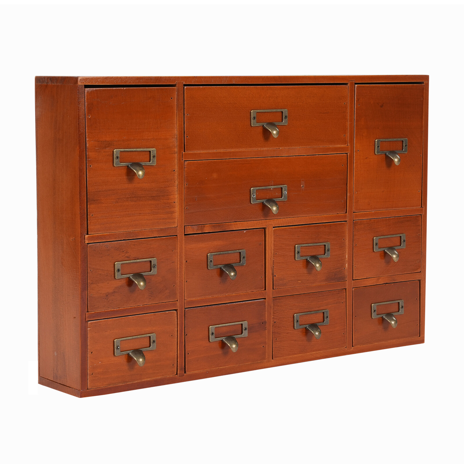 12-Drawer Wooden Desktop Organizer - Stylish Storage for Home & Office