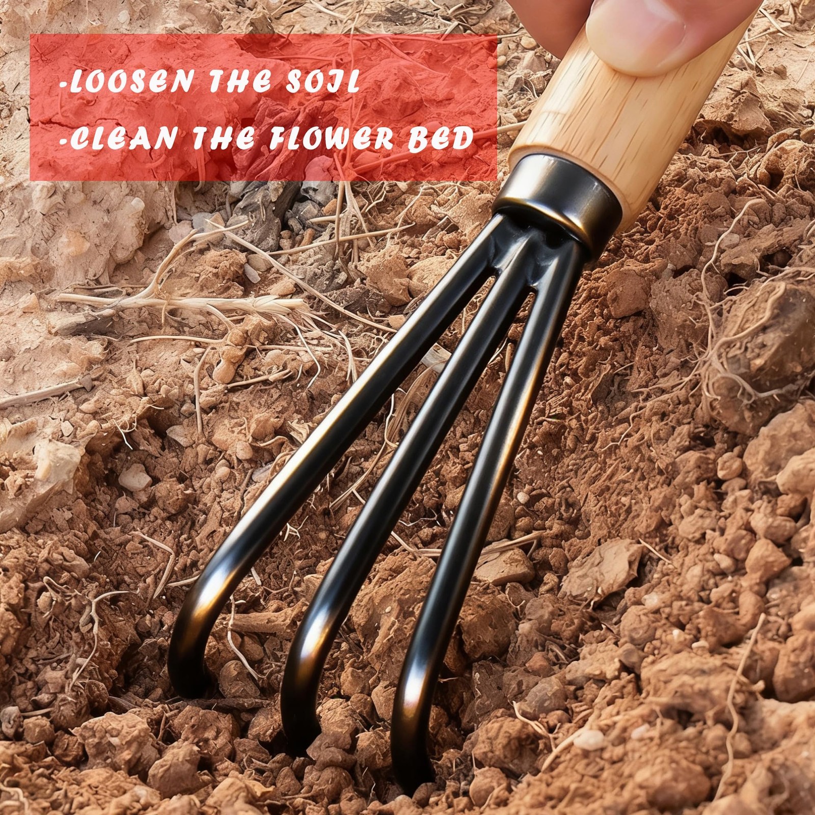Garden Rake 3-Claw Japanese Landscape Dethatcher Thatching Beach Combing Rake...