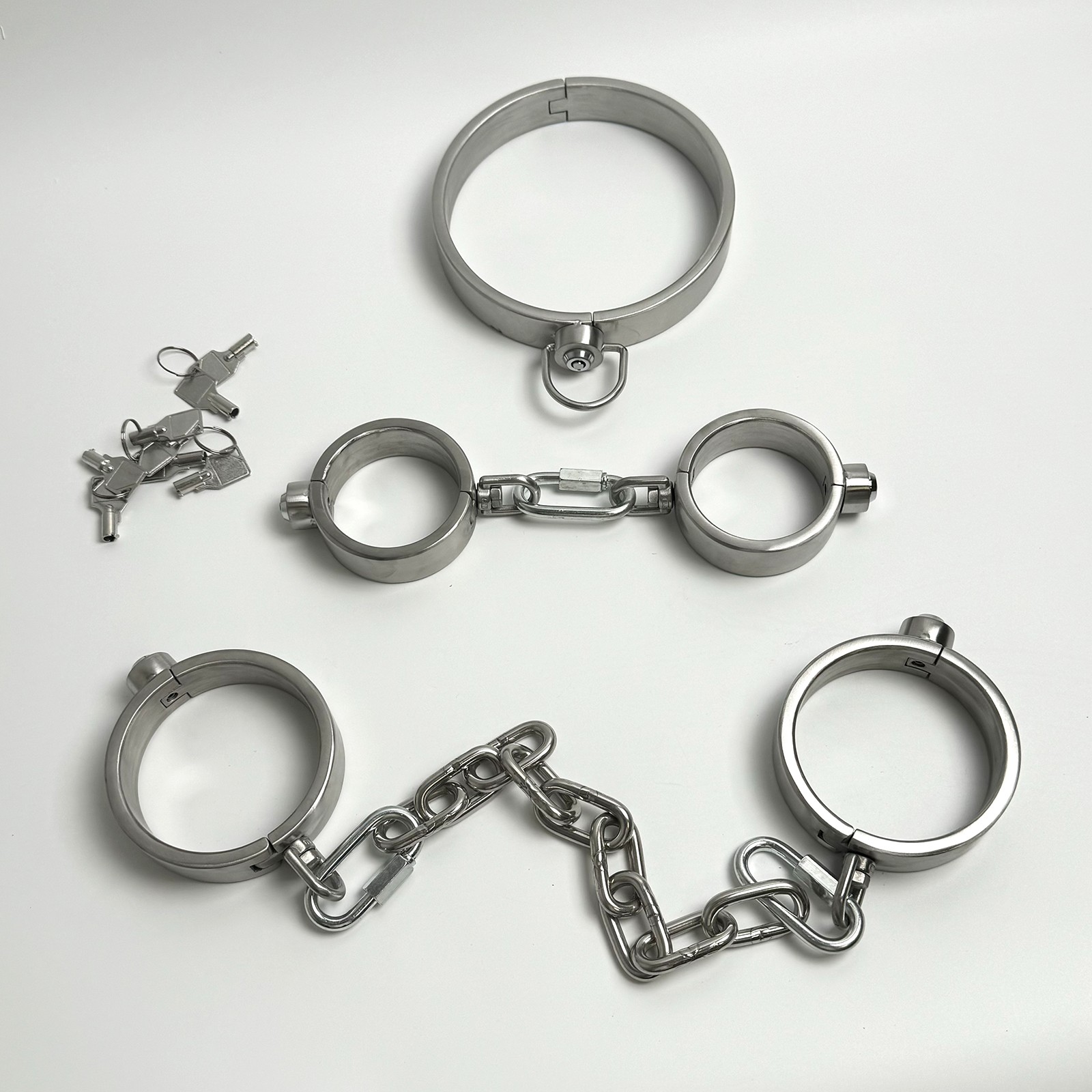 Stainless Steel Neck Collar Handcuffs Ankle Cuffs Heavy Duty Slave Bondage SM