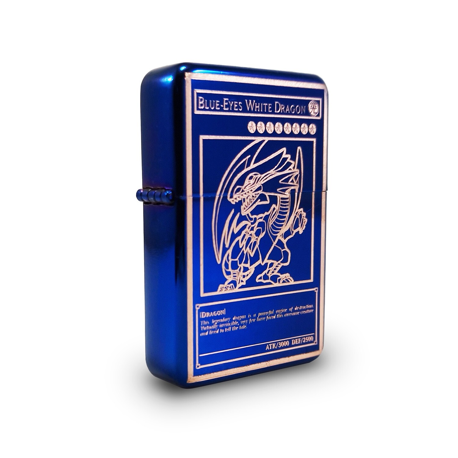 BRAND NEW - BRUSHED STYLED CIGARETTE PETROL LIGHTER - BLUE EYES WHITE