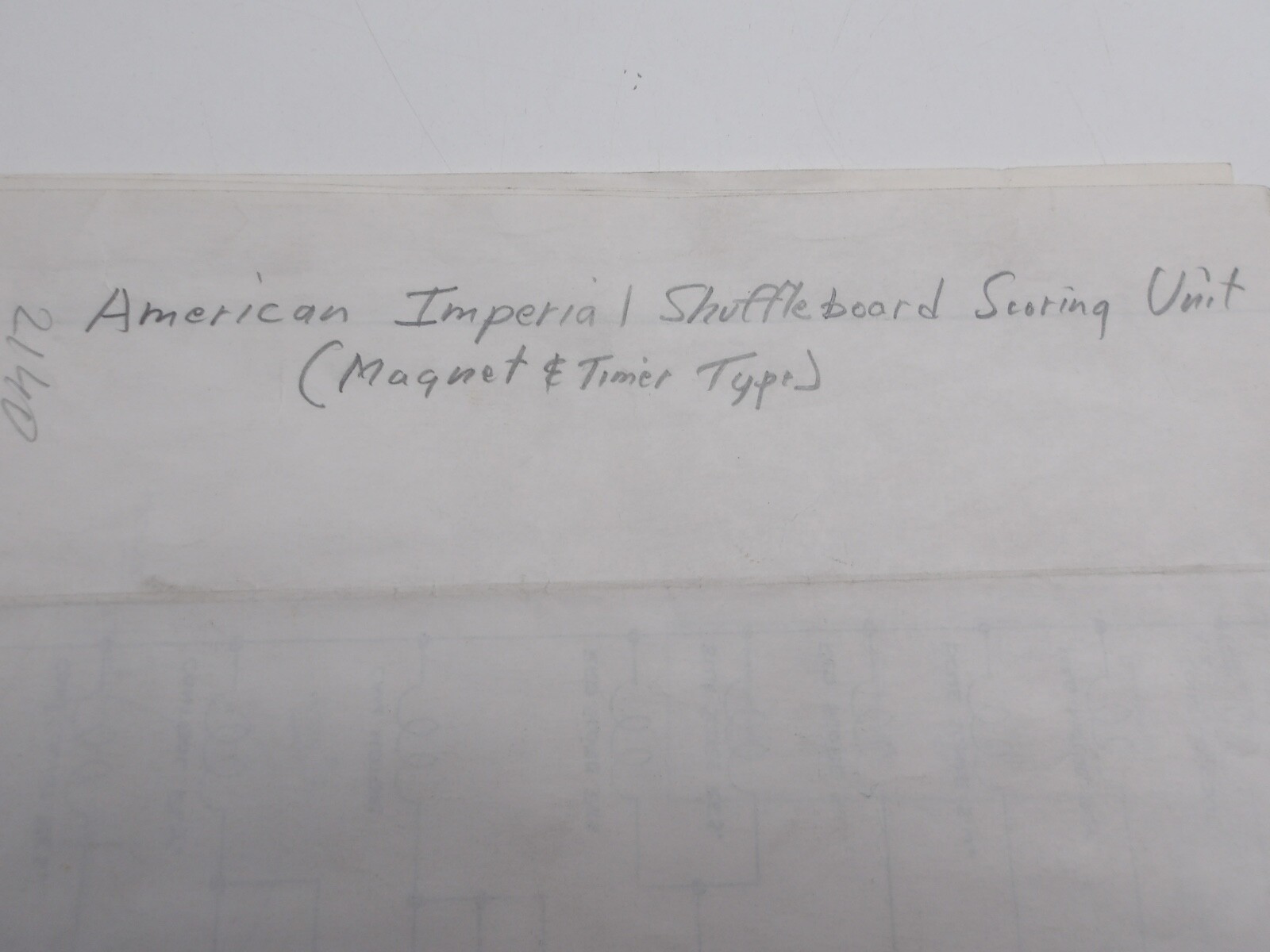 American Shuffleboard- Imperial Mod. 2 - Schematic 1960 - NOS