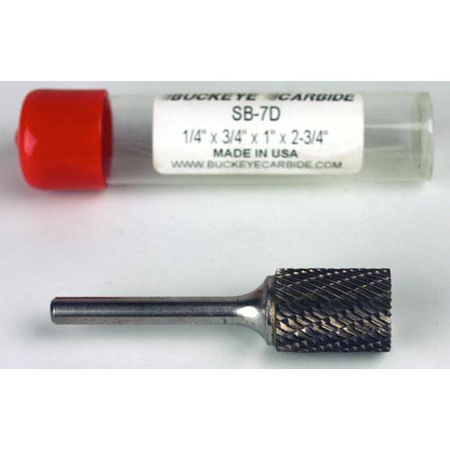 Carbide Burr (SB-7D) Cylindrical End Cut - Double Cut - 1/4 x 3/4 x 1 x 2 3/4