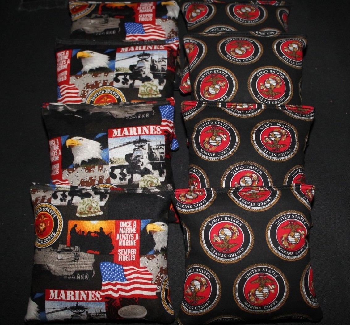 USMC USA Marines Military Patriotic Flag 8 ACA regulation Cornhole bags