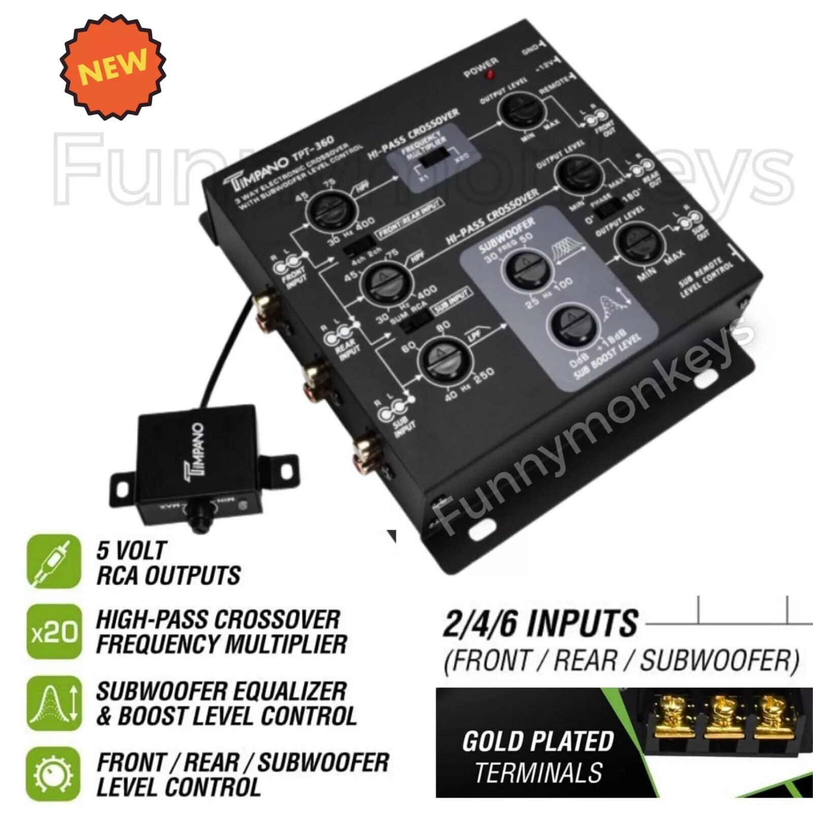 2/3-Way 6-Channel Electronic Crossover Subwoofer Equalizer for Car Audio System