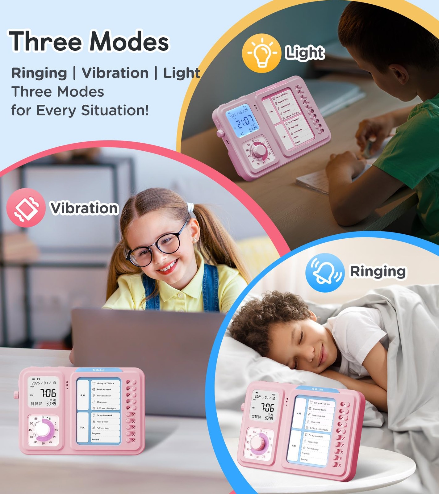 3-in-1 Visual Timer & ADHD Tool for Kids|Adults, Task Timer with Chore Chart